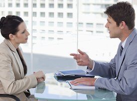 Great Communication Skills demonstrated by two professionals talking